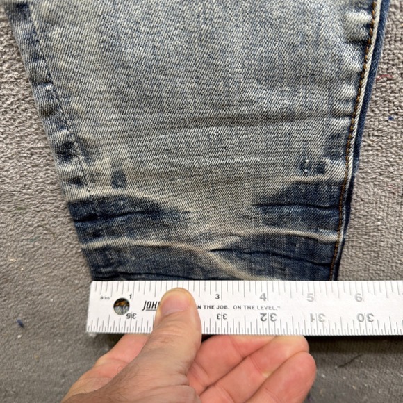 Amiri Womens Thrasher Bandana Jeans Size 32 Ripped Raw Hem‎ Punk Moto Fit Y2k - Picture 10 of 13